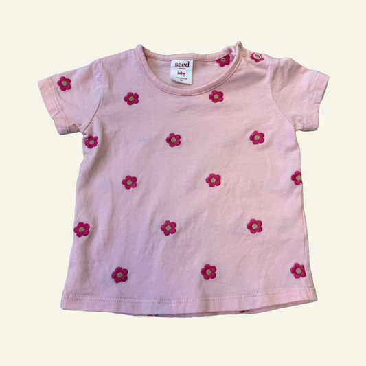 Seed baby pink floral t-shirt size 00