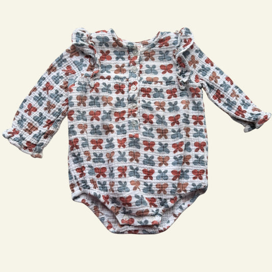 Seed blue and red butterfly romper size 0