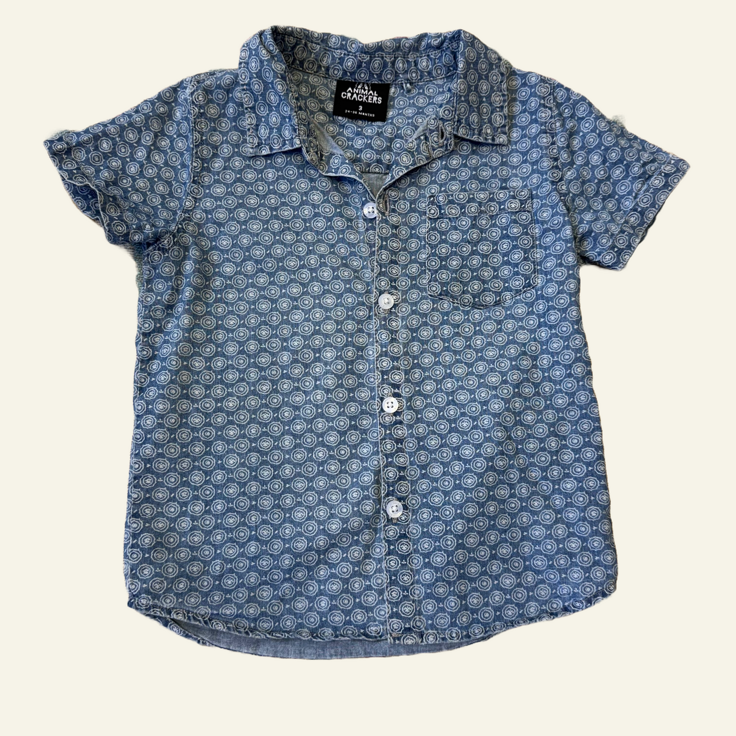 Animals Crackers blue button up shirt size 3