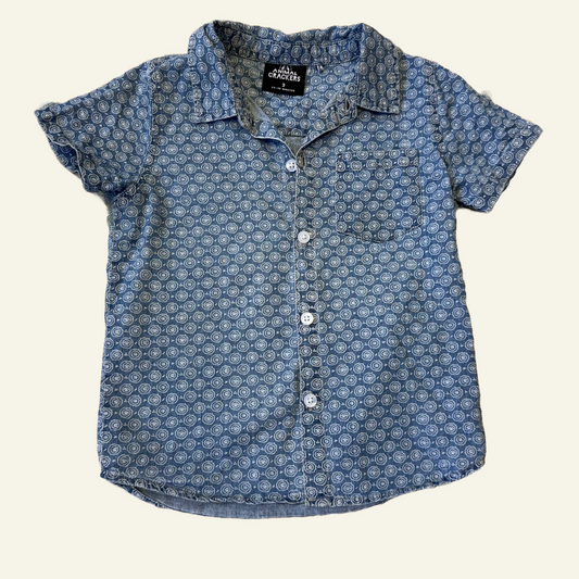 Animals Crackers blue button up shirt size 3