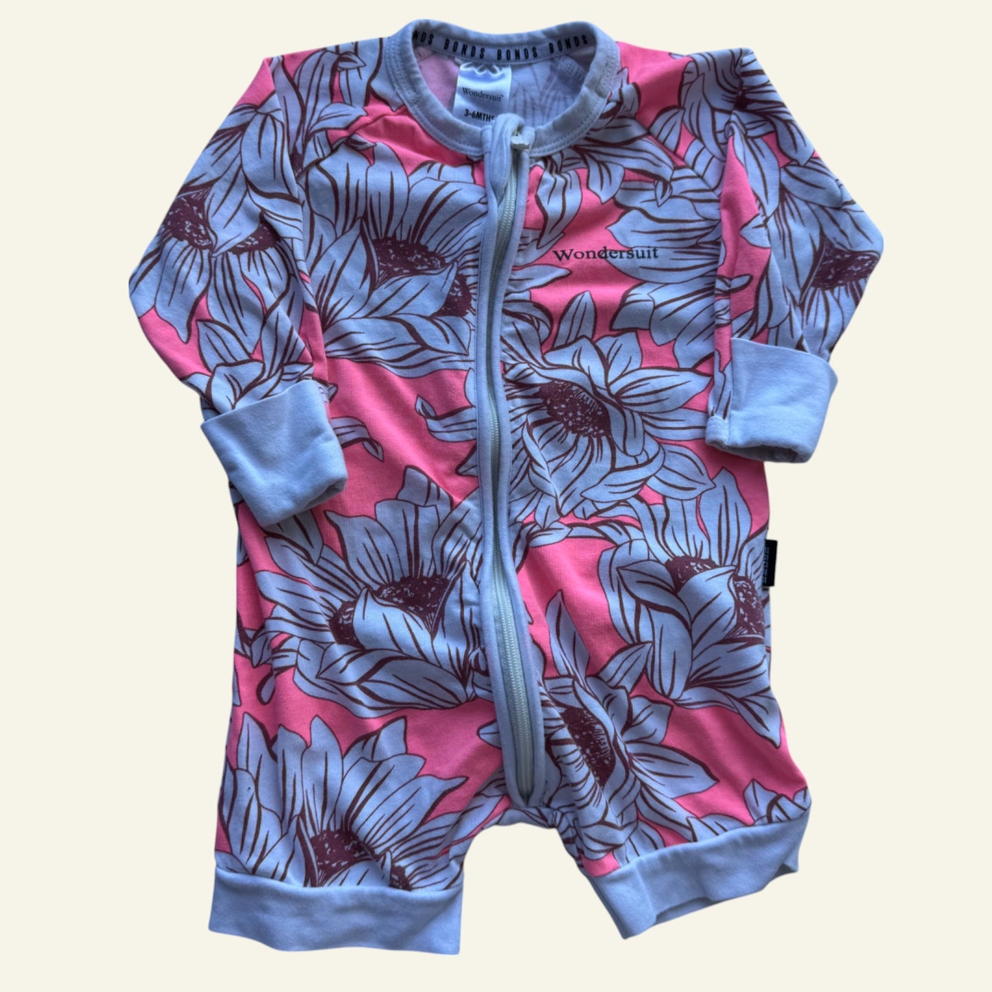 Bonds pink floral wondersuit size 000