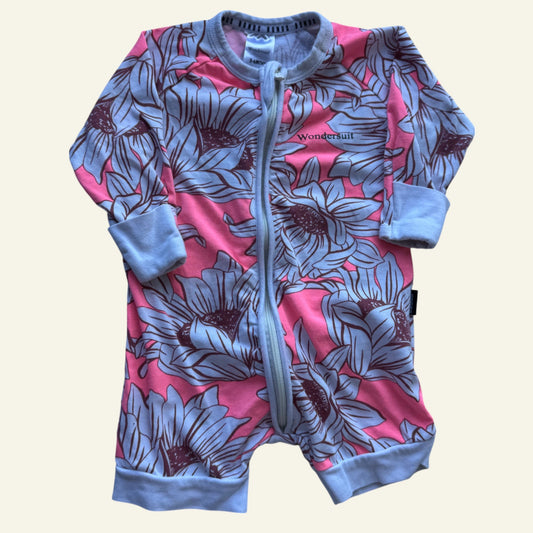 Bonds pink floral wondersuit size 000