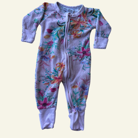 Bonds pink floral terry towel wondersuit size 000