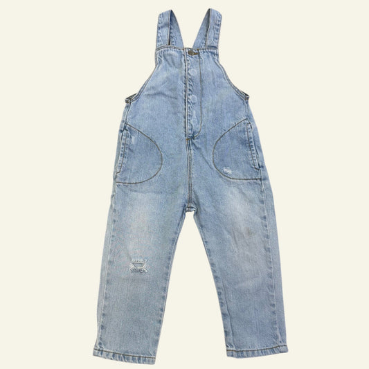 Zara ripped blue wash overalls size 2