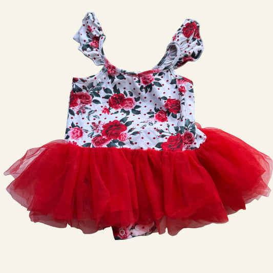 Baby Baby red roses tulle bodysuit size 2