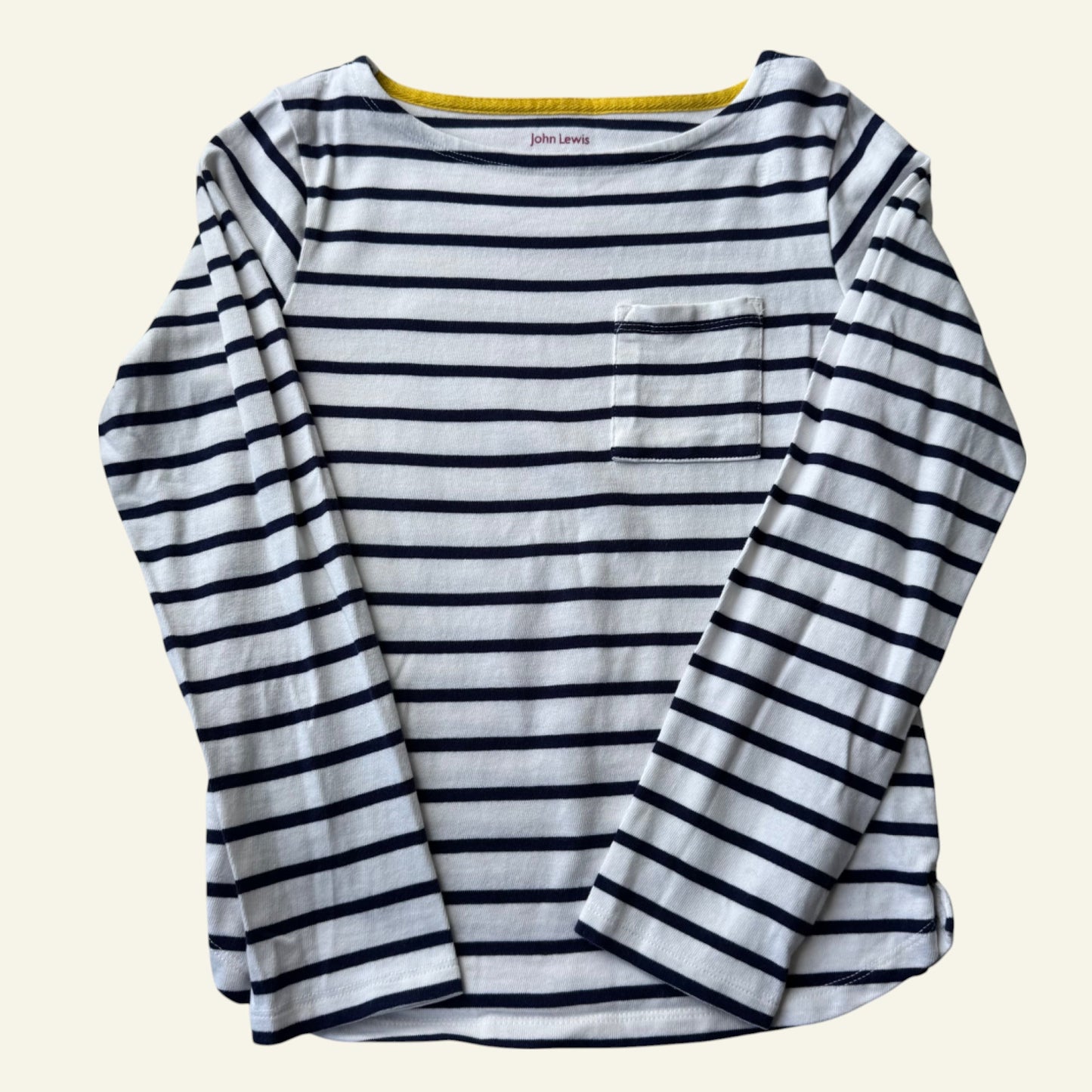 John Lewis navy and white stripe top size 11