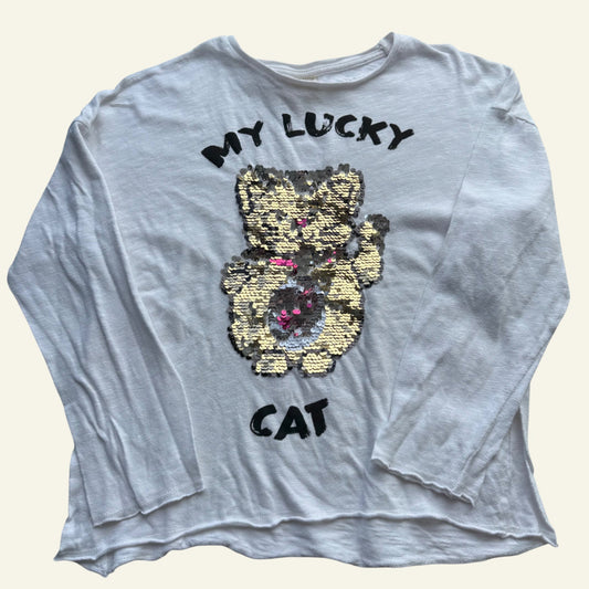 Zara white lucky cat top size 10