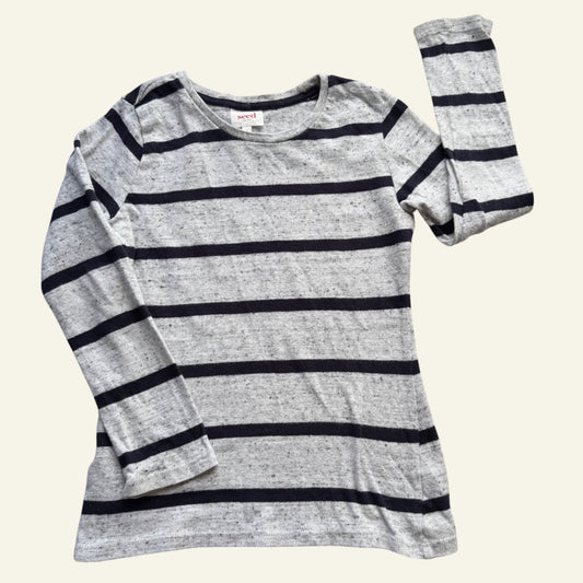 Seed grey and navy stripe long sleeve top size 7
