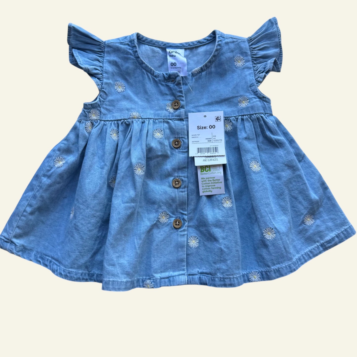 Anko blue daisy chambray dress size 00 BNWT