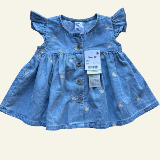 Anko blue daisy chambray dress size 00 BNWT