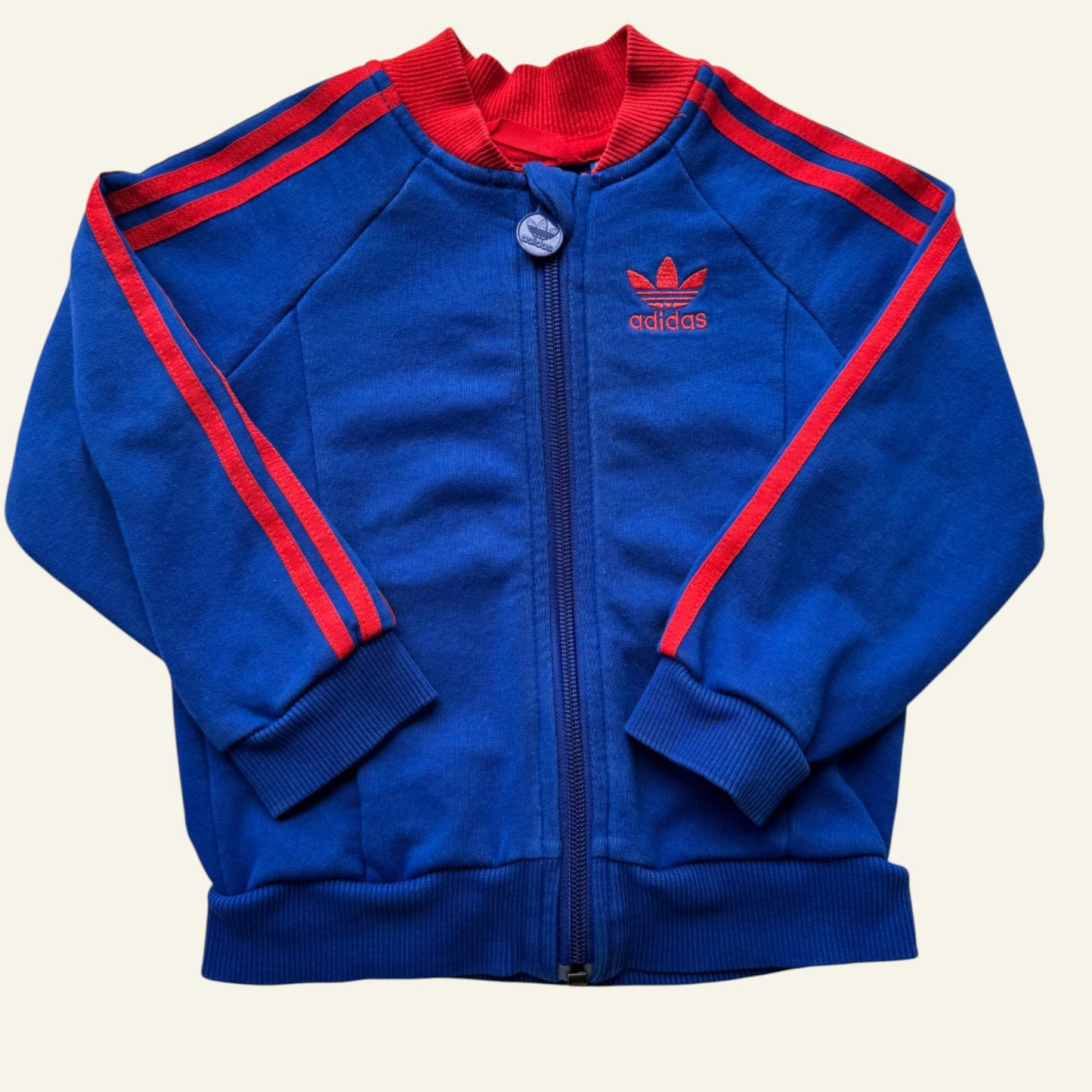 Adidas blue and red stripe jacket size 2