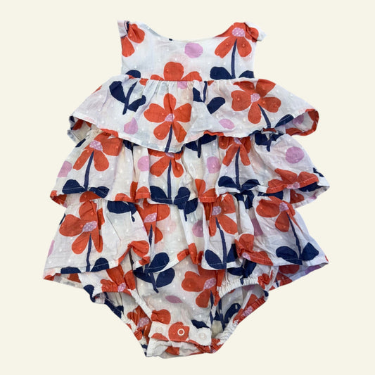 Jack and Milly pink and blue floral romper size 1
