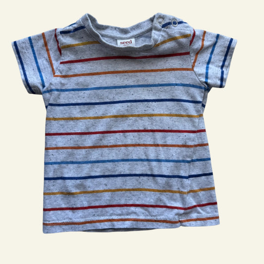Seed grey rainbow stripe tshirt size 000