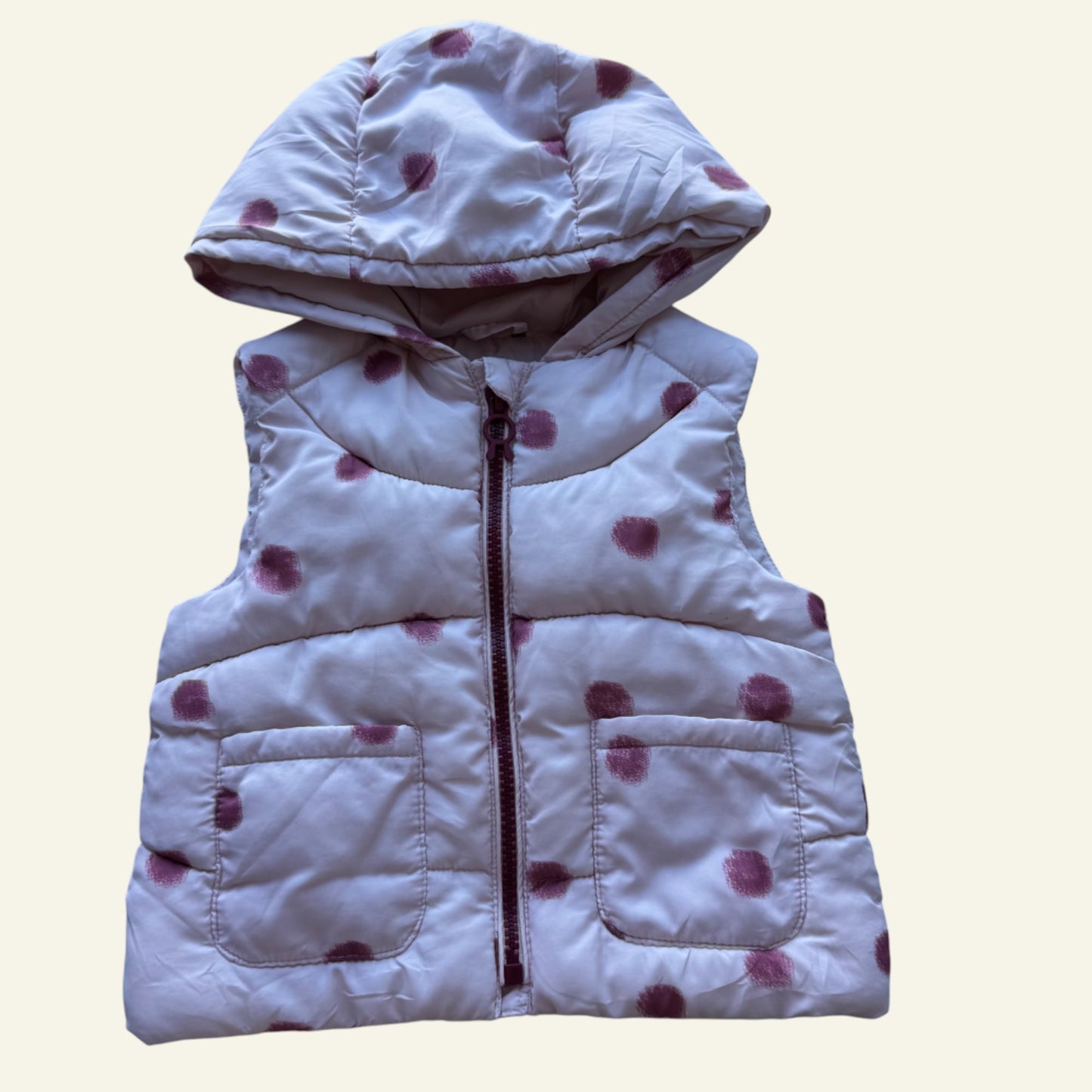 Zara pink spot puffer vest size 9-12 months