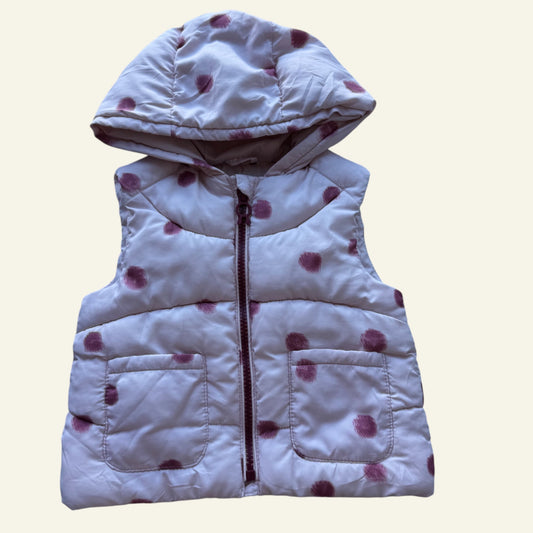 Zara pink spot puffer vest size 9-12 months