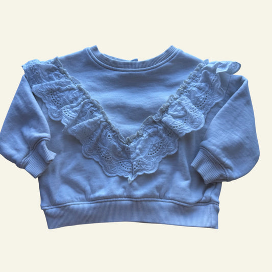 Zara white frill jumper size 9-12 months