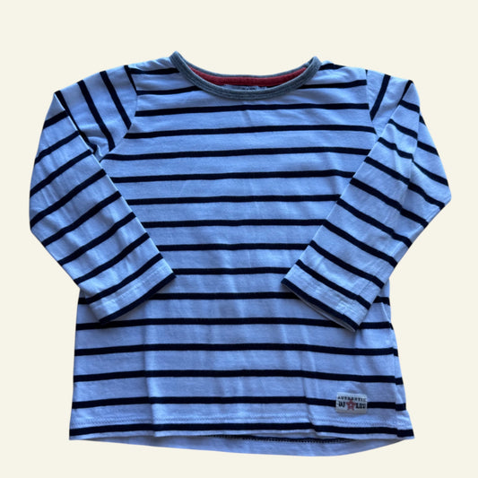 David Jones white and navy stripe top size 2