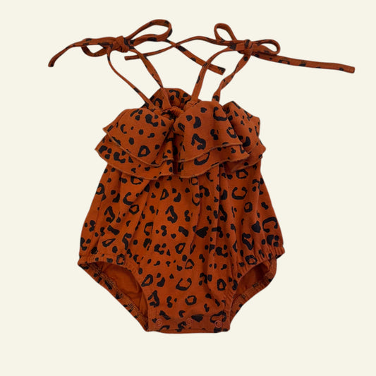 Kapow Kids rust leopard romper size 00