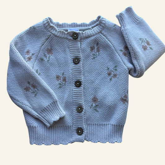 Jamie Kay beige floral knit cardigan size 3-6 months