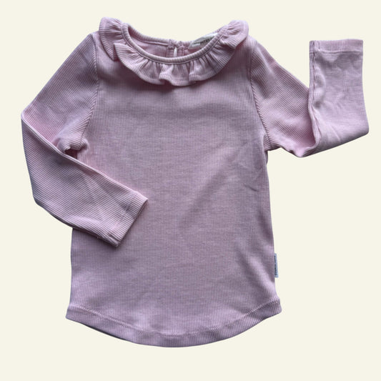 Country Road pink long sleeve frill top size 0