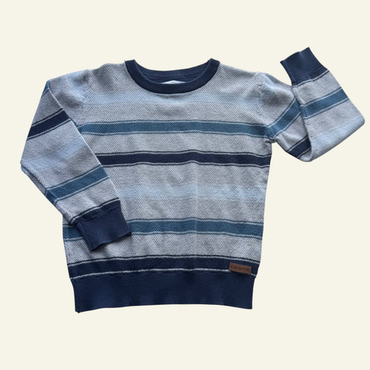 Target grey and blue stripe jumper size 5