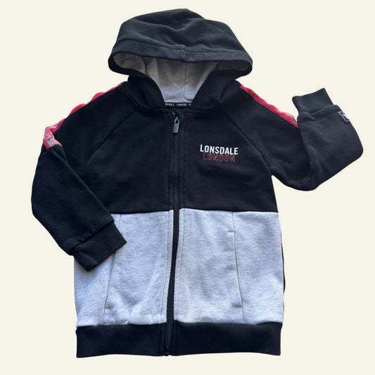 Lonsdale black and grey zip hoodie size 5