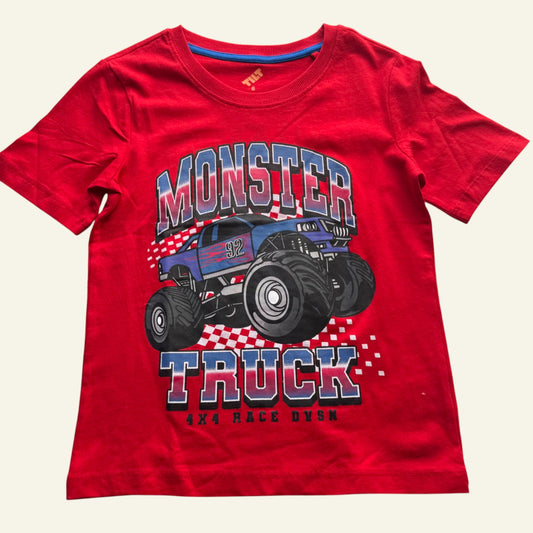 Tilt red monster truck tshirt size 6