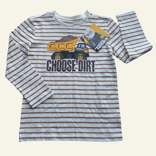 Tonka white and brown stripe choose dirt top size 5
