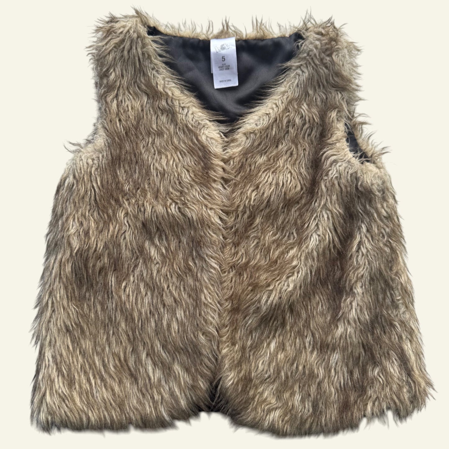 H&T brown furry vest size 5