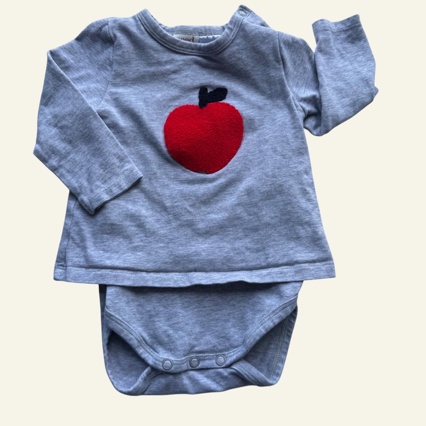 Seed grey red apple bodysuit size 00