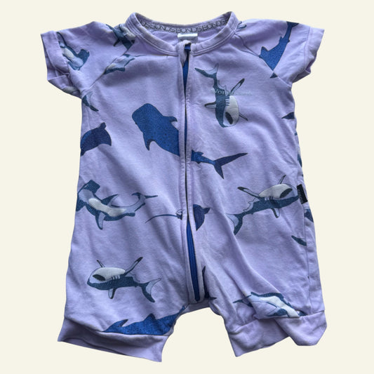 Bonds purple shark wondersuit size 00