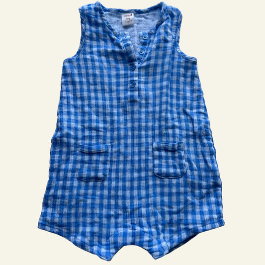 Seed blue gingham romper size 1