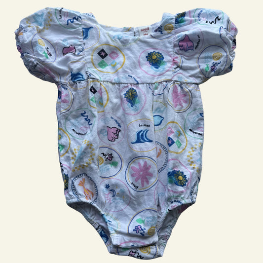 Seed white la mer printed romper size 1