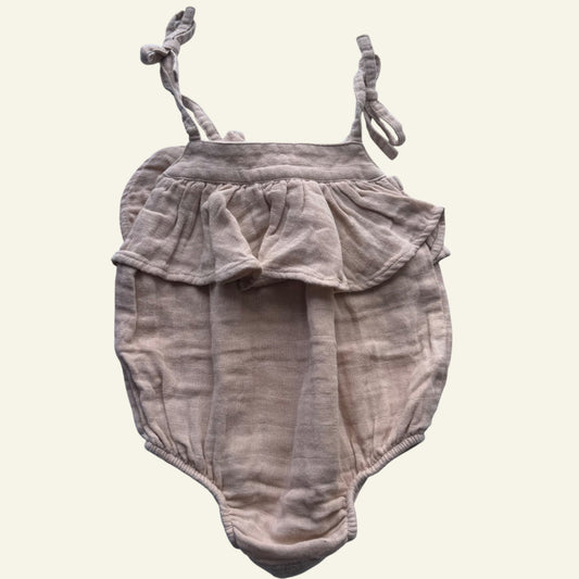Petit Co pink frill romper size 0