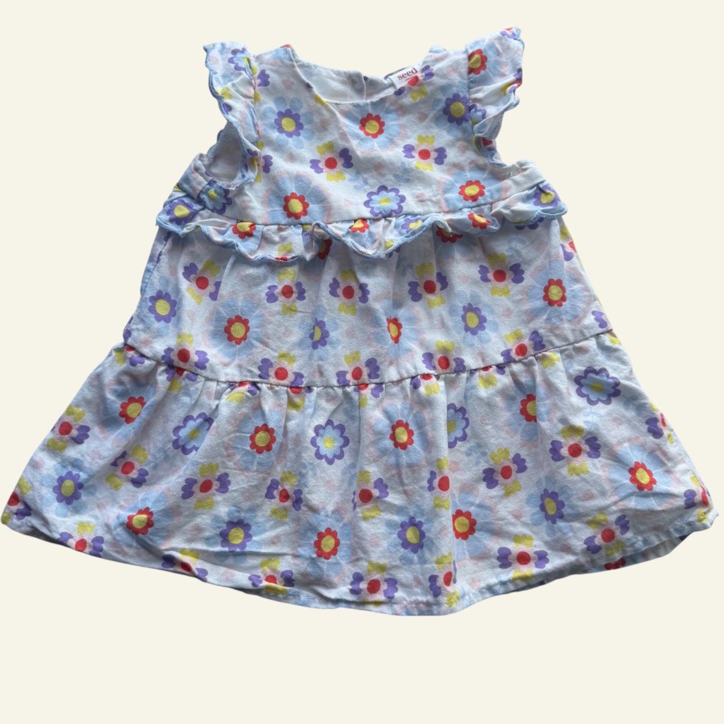 Seed blue and purple floral frill dress size 0