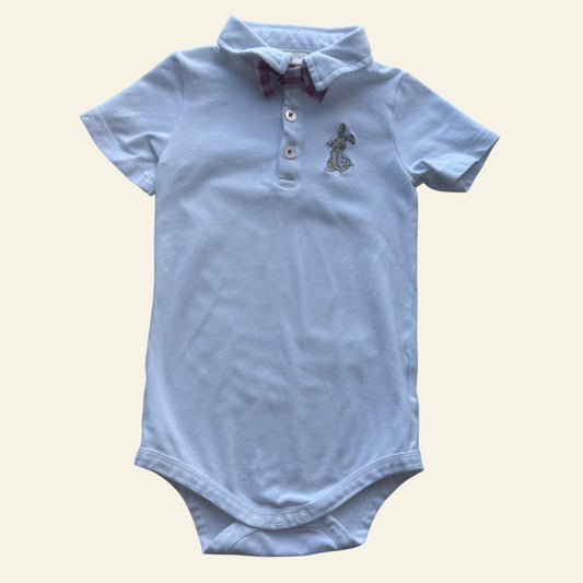 Peter Rabbit white polo bodysuit size 2
