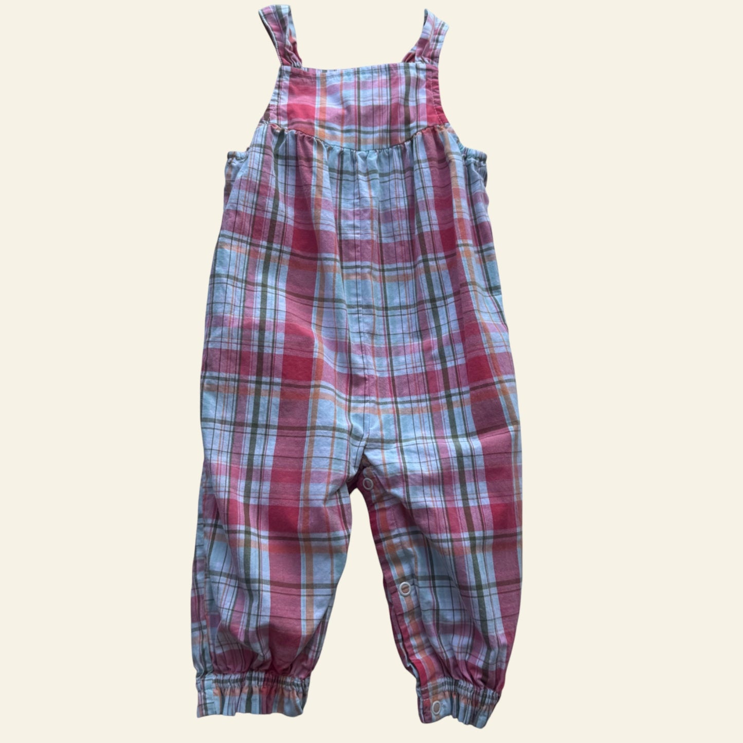 Next pink plaid balloon overalls size 6-9 months
