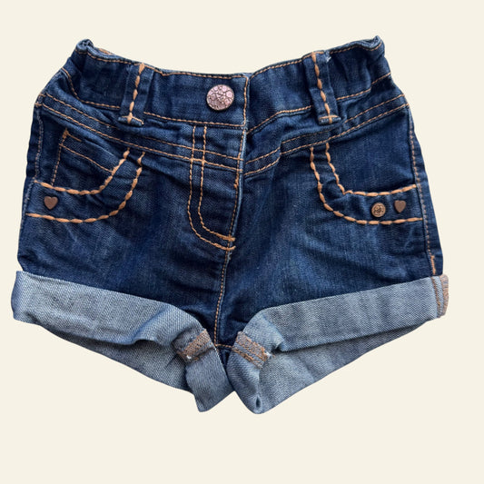 Next dark blue denim shorts size 3-6 months