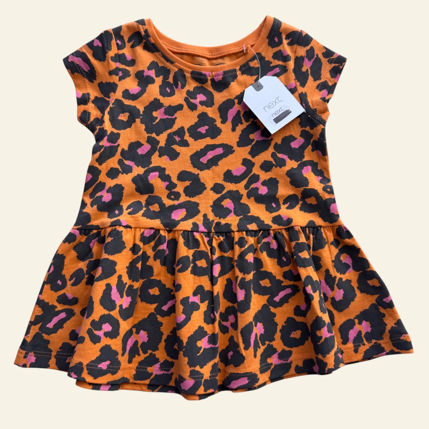 Next orange leopard print dress size 3-6 months (BNWT)