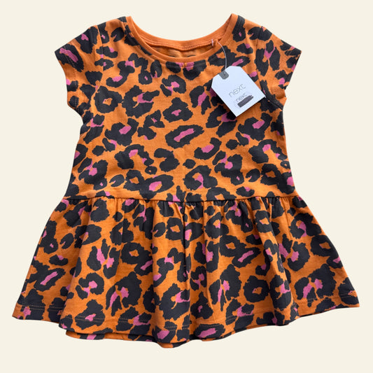 Next orange leopard print dress size 3-6 months (BNWT)