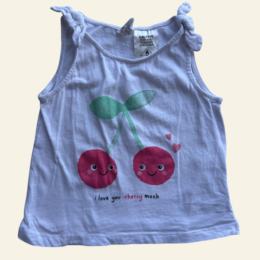 H&M white cherry sleeveless top size 1