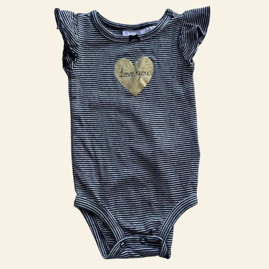 Carters striped gold heart bodysuit size 00