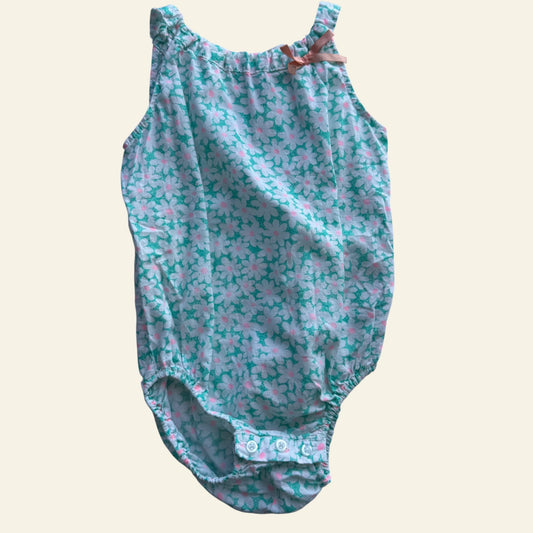 Cotton On green floral bow romper size 0