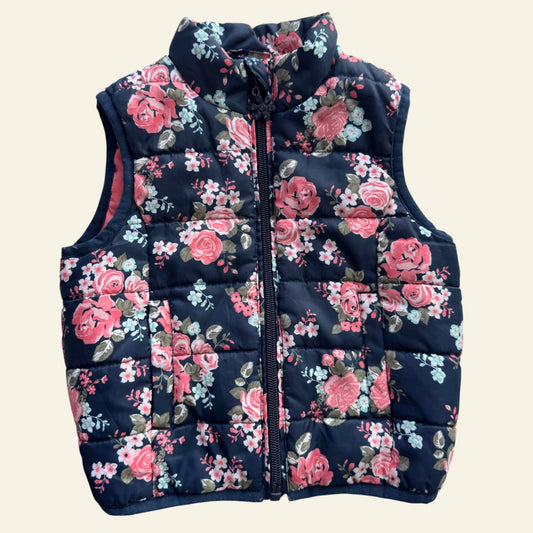 Emerson navy and pink floral puffer vest size 1