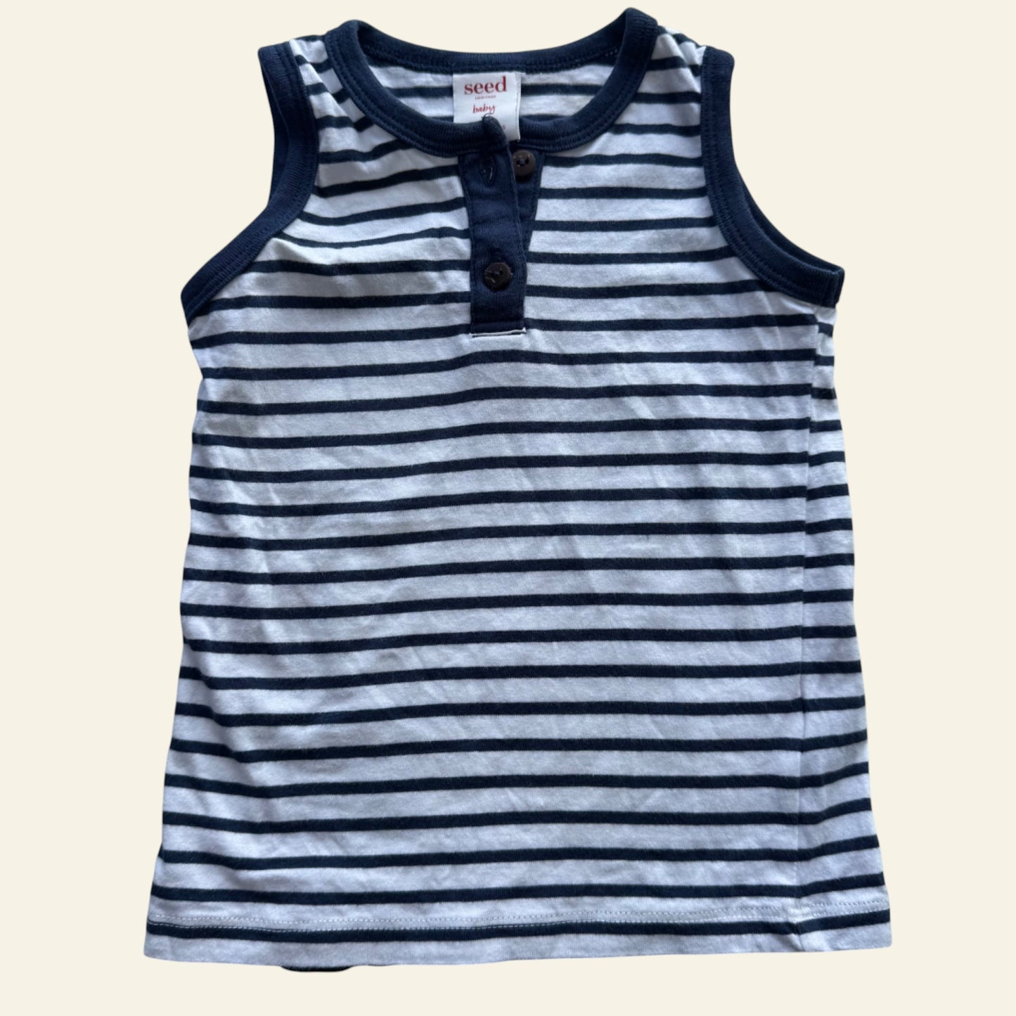 Seed navy and white stripe singlet top size 1