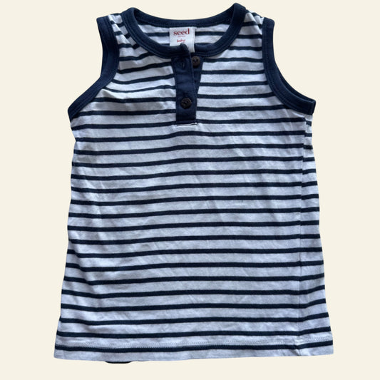Seed navy and white stripe singlet top size 1