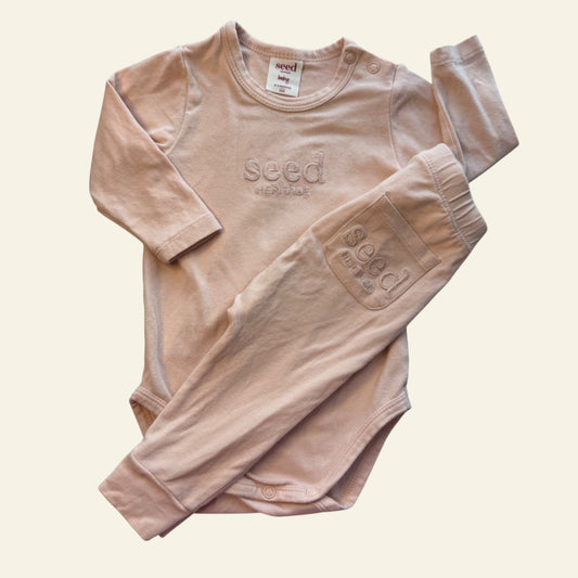 Seed pale pink bodysuit and leggings size 000