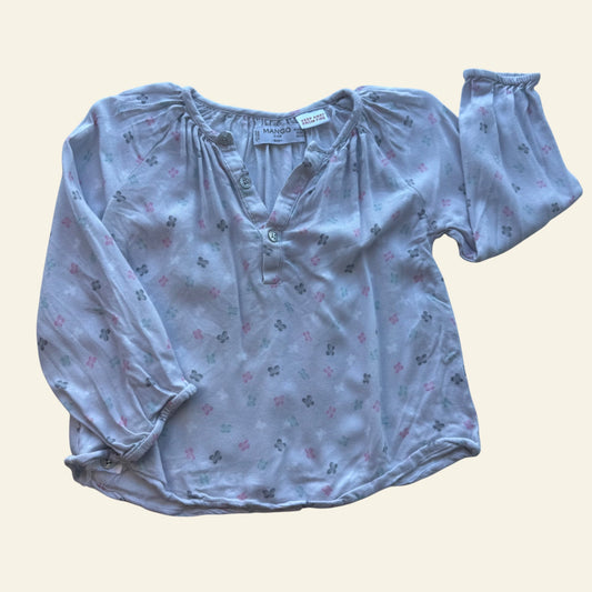 Mango Kids grey floral long sleeve top size 18-24 months