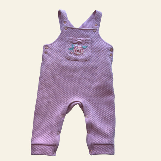 Ollies Place pink rose quilted overalls size 00