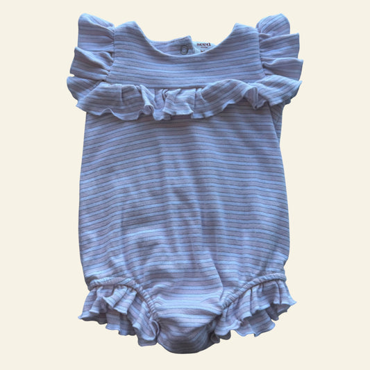 Seed pink glitter stripe frill romper size 0